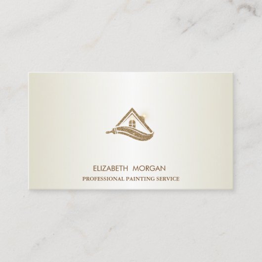 金ゴールドエレガントグリッターハウスロフブラシ 名刺 (正面)