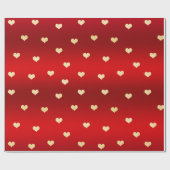金ゴールドエレガントグリッターバレンタインのハートパターン ラッピングペーパー (フラット)