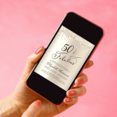 金ゴールドエレガントグリッターバーチャル50th誕生日パーティー 招待状