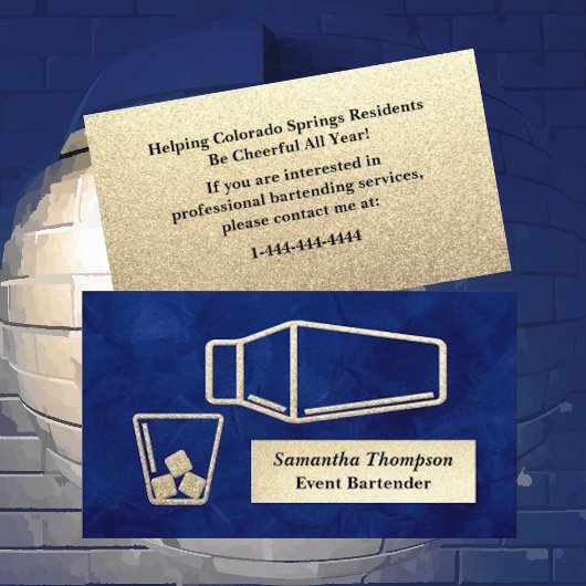 金ゴールドエレガントグリッターバーテンダーイベント名刺 名刺