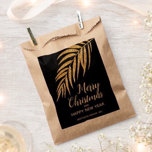 金ゴールドエレガントグリッターパームホリデークリスマストリート フェイバーバッグ (クリップ留めされた状態)