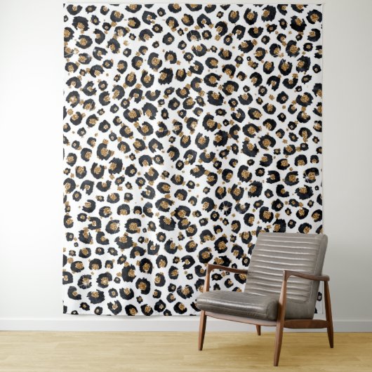 金ゴールドエレガントグリッターヒョウ柄 タペストリー (インサイチュ)