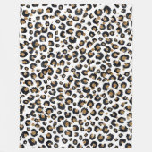 金ゴールドエレガントグリッターヒョウ柄 フリースブランケット (正面)
