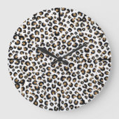 金ゴールドエレガントグリッターヒョウ柄 ラージ壁時計 (正面)