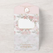 金ゴールドエレガントグリッターピンクピーニースウィート16誕生日 オールインワン招待状 (外側)