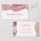 金ゴールドエレガントグリッターピンクマーブルゲート水彩 名刺 (正面/裏面)