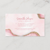 金ゴールドエレガントグリッターピンクマーブルスワールウォーターの色 名刺 (裏面)