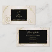 金ゴールドエレガントグリッターフィリグリーブラック金ゴールドサロン 名刺 (正面/裏面)