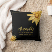 金ゴールドエレガントグリッターフラワースウィート16誕生日 クッション (ブランケット)
