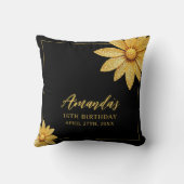 金ゴールドエレガントグリッターフラワースウィート16誕生日 クッション (裏面)