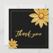 金ゴールドエレガントグリッターフラワースウィート16誕生日 サンキューカード (正面)