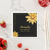 金ゴールドエレガントグリッターフラワースウィート16誕生日 スタンダードカクテルナプキン (インサイチュ)