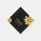 金ゴールドエレガントグリッターフラワースウィート16誕生日 スタンダードカクテルナプキン (角)