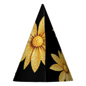 金ゴールドエレガントグリッターフラワースウィート16誕生日 パーティーハット (裏面)