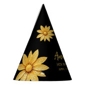 金ゴールドエレガントグリッターフラワースウィート16誕生日 パーティーハット (左)