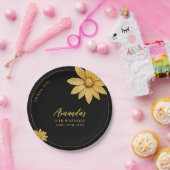 金ゴールドエレガントグリッターフラワースウィート16誕生日 ペーパープレート (パーティー)