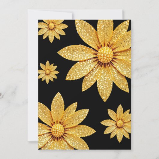 金ゴールドエレガントグリッターフラワースウィート16誕生日 招待状 (裏面)