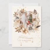 金ゴールドエレガントグリッターフローラ3 Photo Christmas シーズンカード (正面)