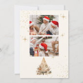 金ゴールドエレガントグリッターフローラ3 Photo Christmas シーズンカード (裏面)