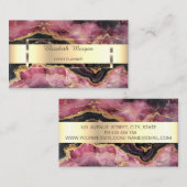 金ゴールドエレガントグリッターブラックバーガンディーマーブルストライプ 名刺 (正面/裏面)