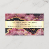 金ゴールドエレガントグリッターブラックバーガンディーマーブルストライプ 名刺 (裏面)