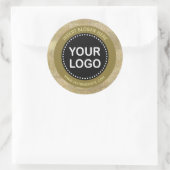 金ゴールドエレガントグリッターブラックモノグラムあなたのロゴ ラウンドシール (バッグ)