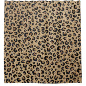 金ゴールドエレガントグリッターブラックレオパード印刷 シャワーカーテン (正面)