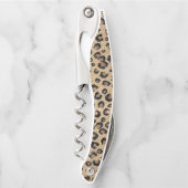 金ゴールドエレガントグリッターブラックレオパード印刷 ソムリエナイフ (正面)