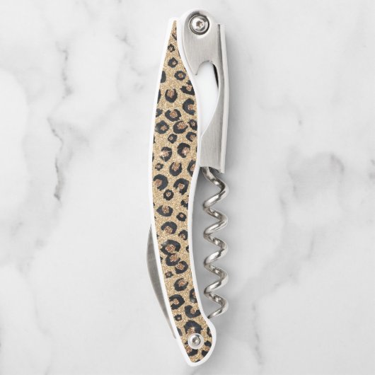金ゴールドエレガントグリッターブラックレオパード印刷 ソムリエナイフ (裏面)