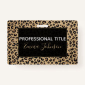 金ゴールドエレガントグリッターブラックレオパード印刷 バッジ (正面)