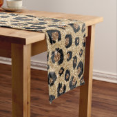 金ゴールドエレガントグリッターブラックレオパード印刷 ミディアムテーブルランナー (インサイチュ)