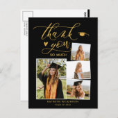 金ゴールドエレガントグリッターブラック卒業ありがとう ポストカード (正面/裏面)