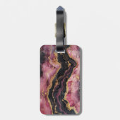 金ゴールドエレガントグリッターブルゴーニュマーブルモノグラム ラゲッジタグ (裏面縦)