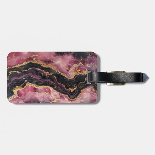 金ゴールドエレガントグリッターブルゴーニュマーブルモノグラム ラゲッジタグ (裏面横)