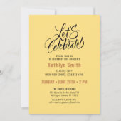 金ゴールドエレガントグリッターブルーフォト卒業パーティー 招待状 (裏面)