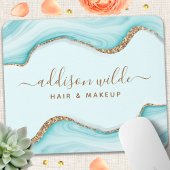 金ゴールドエレガントグリッターブルーマーブルアガテモダンシック マウスパッド