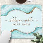 金ゴールドエレガントグリッターブルーマーブルアガテモダンシック マウスパッド