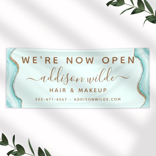 金ゴールドエレガントグリッターブルーマーブルアガテモダンシック 横断幕