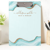 金ゴールドエレガントグリッターブルーマーブルアゲートモダント クリップボード