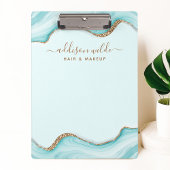 金ゴールドエレガントグリッターブルーマーブルアゲートモダント クリップボード