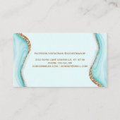 金ゴールドエレガントグリッターブルーマーブルアゲートモダント ロイヤリティカード (裏面)