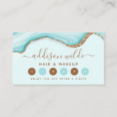 金ゴールドエレガントグリッターブルーマーブルアゲートモダント ロイヤリティカード (正面)