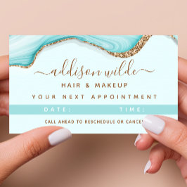 金ゴールドエレガントグリッターブルーマーブルアゲート 予約カード