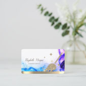 金ゴールドエレガントグリッターブルーム抽象芸術 名刺 (スタンド正面)