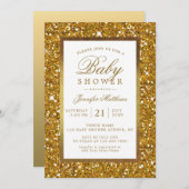 金ゴールドエレガントグリッターベビーシャワー招待状 招待状 (正面/裏面)