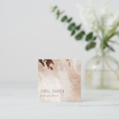 金ゴールドエレガントグリッターベージュマーブルゲートQRコード スクエア名刺 (スタンド正面)