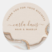 金ゴールドエレガントグリッターマーブルアゲテモダンシック ラウンドシール (正面)