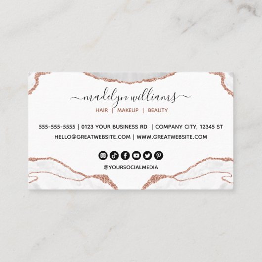 金ゴールドエレガントグリッターマーブルゲートカスタムロゴ 名刺 (裏面)