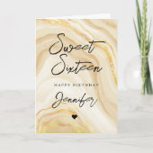 金ゴールドエレガントグリッターマーブルスウィート16誕生日 カード (正面)