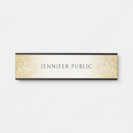 金ゴールドエレガントグリッターモダングラマラステンプレート サインプレート (正面)